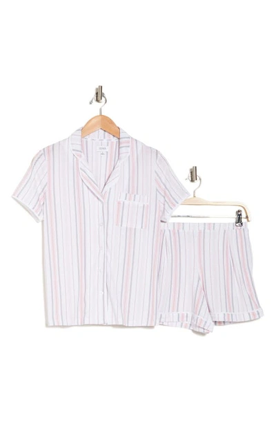 Shop Jones New York Short Sleeve Notch Shorts Pajamas In Multi Stripe