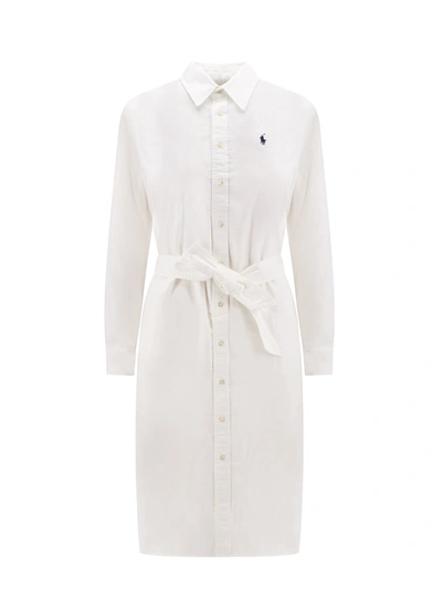 Shop Polo Ralph Lauren Cotton Chemisier Dress With Embroidered Logo