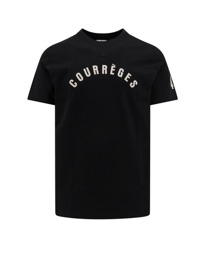 Shop Courrèges Cotton T-shirt With Logo Print