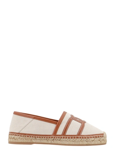 Shop Tod's Canvas And Leather Espadrillas