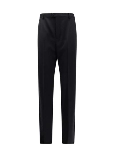 Saint Laurent Tuxedo Wool Trouser With Lateral Satin Bands In Black