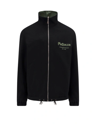 Shop Alexander Mcqueen Cotone And Nylon Jacket With Mcqueen Graffiti Logo