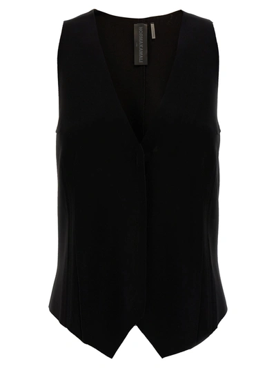 Shop Norma Kamali Stretch Fabric Vest Gilet In Black