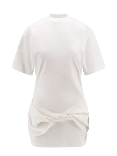 Shop Off-white Cotton T-shirt With Frontal Knotted Detail