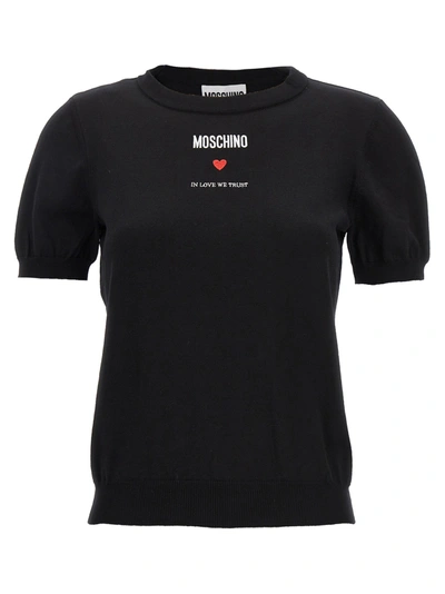 Shop Moschino In Love We Trust Sweater, Cardigans In Black