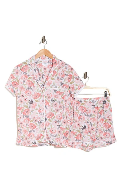 Shop Jones New York Short Sleeve Notch Shorts Pajamas In White Floral