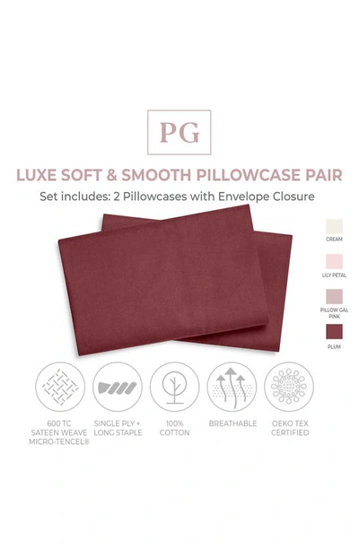 Shop Pg Goods Luxe Soft & Smooth Pillowcase 2-piece Set In Plum