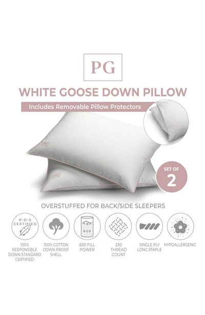 Pg Goods White Goose Down Pillow In White