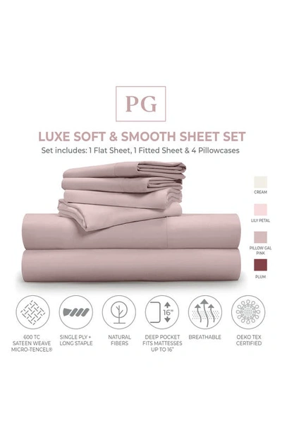 Pg Goods Pillow Gal Luxe Soft & Smooth 6-piece Sheet Set In Pg Pink