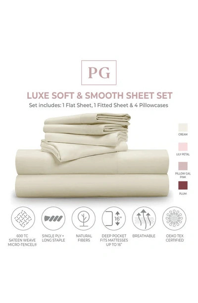Pg Goods Pillow Gal Luxe Soft & Smooth 6-piece Sheet Set In Cream