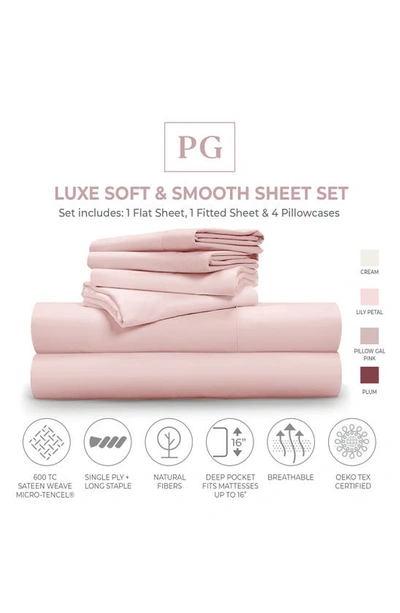 Pg Goods Pillow Gal Luxe Soft & Smooth 6-piece Sheet Set In Light Pink