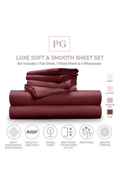 Pg Goods Pillow Gal Luxe Soft & Smooth 6-piece Sheet Set In Plum