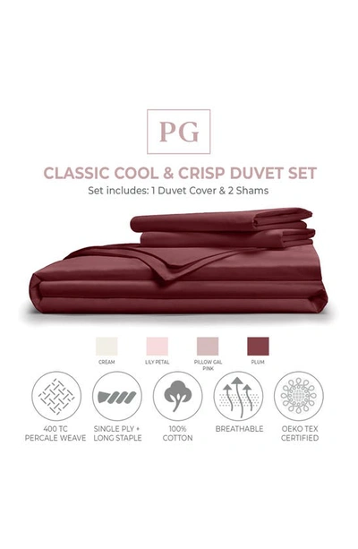 Pg Goods Pillow Gal Classic Cool Crisp & Cotton Duvet & Pillow Sham 3-piece Set In Plum