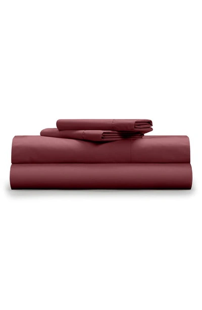 Pg Goods Pillow Gal Classic Cool & Crisp Cotton 4-piece Sheet Set In Plum