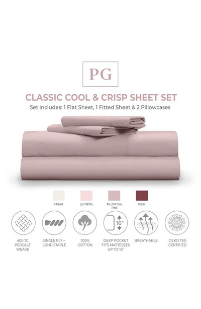 Pg Goods Pillow Gal Classic Cool & Crisp Cotton 4-piece Sheet Set In Pg Pink