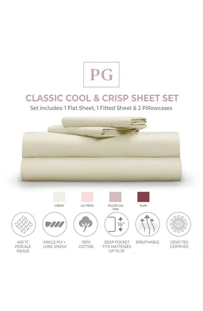Shop Pg Goods Classic Cool & Crisp Cotton 4-piece Sheet Set In Cream