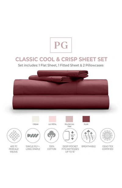Shop Pg Goods Classic Cool & Crisp Cotton 4-piece Sheet Set In Plum