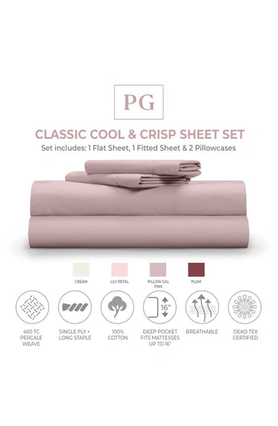 Shop Pg Goods Classic Cool & Crisp Cotton 4-piece Sheet Set In Light Pink