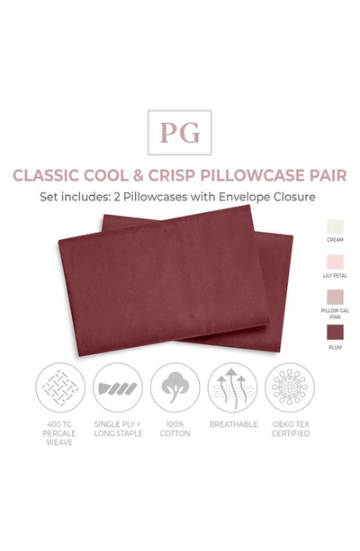 Shop Pg Goods Set Of 2 Classic Cool Crisp Cotton Pillow Cases In Plum