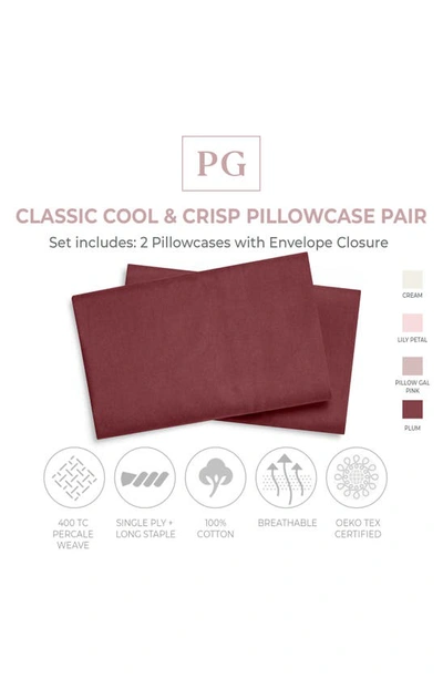 Pg Goods Set Of 2 Classic Cool Crisp Cotton Pillow Cases In Plum
