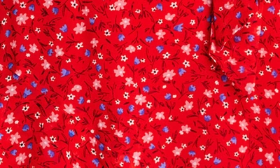 Shop Estelle Gambetta Floral Tie Waist Dress In Red/ Pink Print
