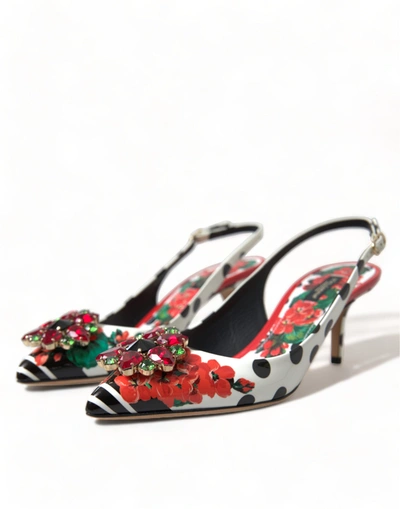 Shop Dolce & Gabbana Multicolor Leather Crystal Slingback Pump Heels Women's Shoes