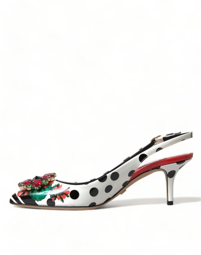 Shop Dolce & Gabbana Multicolor Leather Crystal Slingback Pump Heels Women's Shoes