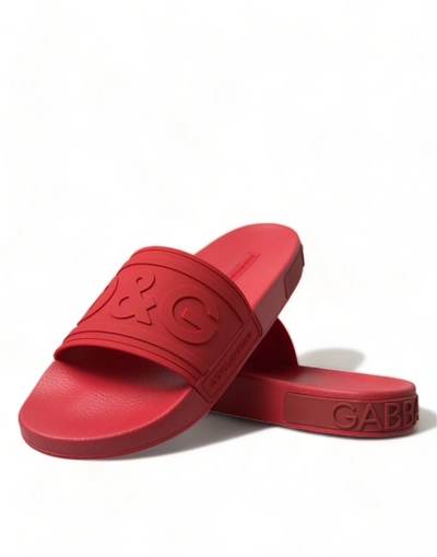 Shop Dolce & Gabbana Red Rubber Summer Beach Slides Men's Sandals