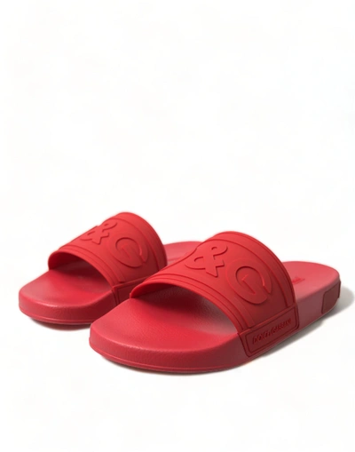 Shop Dolce & Gabbana Red Rubber Summer Beach Slides Men's Sandals