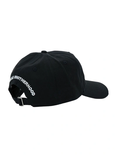 Shop Dsquared2 Black Baseball Cap With Logo Embroidery In Cotton Man