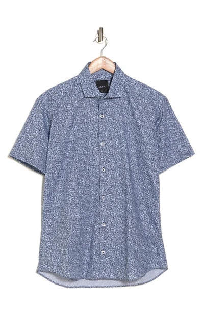 Shop Jeff The Jay Short Sleeve Button-up Shirt In Blue/ Grey