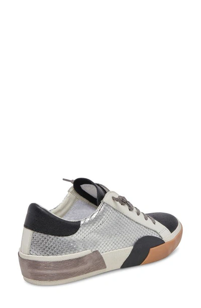Dolce Vita Zina Sneaker In Pewter Embossed Leather
