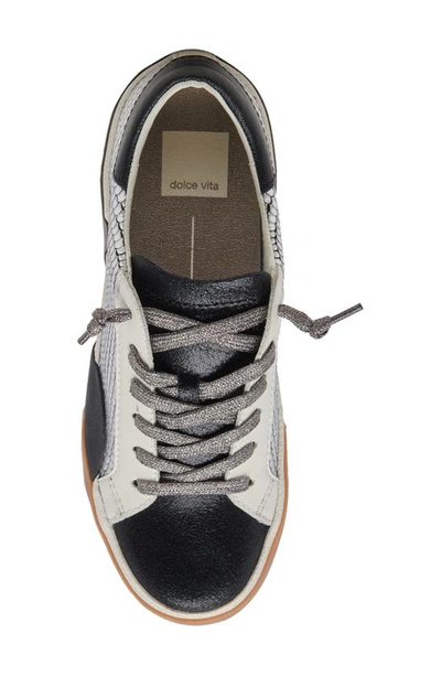 Dolce Vita Zina Sneaker In Pewter Embossed Leather