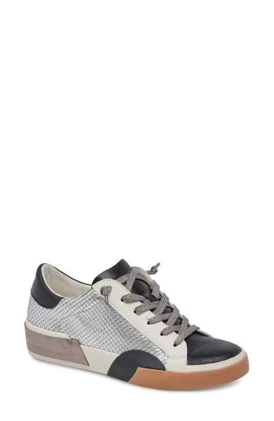Dolce Vita Zina Sneaker In Pewter Embossed Leather