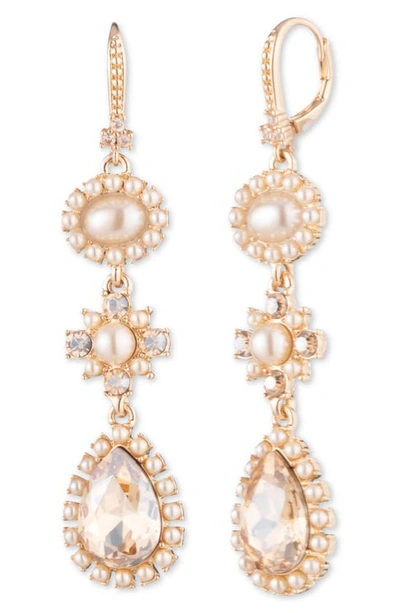 Shop Marchesa Precious Imitation Pearl Drop Earrings In Gold/ Pearl