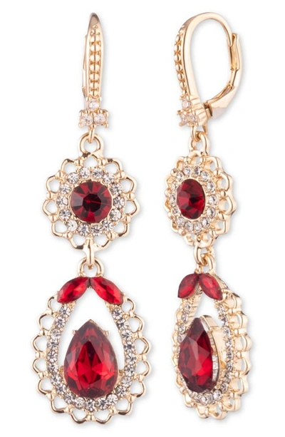 Shop Marchesa Bold & Beautiful Double Drop Earrings In Gold/ Siam