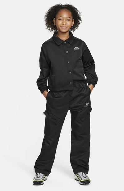 Shop Nike Kids' Sportswear Snap Front Jacket In Black/ White