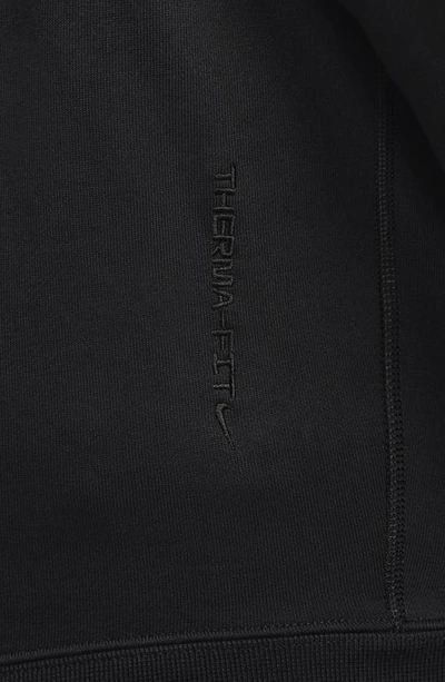 Shop Nike Acg Oversize Water Repellent Therma-fit Fleece Hoodie In Black/ Anthracite/ White