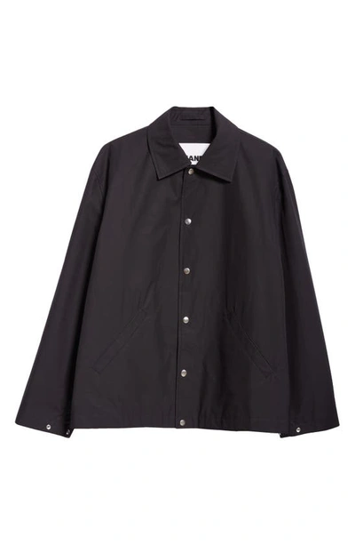 Shop Jil Sander Logo Graphic Cotton Coach's Jacket In 001 Black