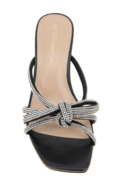 Bcbgeneration Women's Selma Rhinestone Bow Slip On Sandals In Black/ Clear