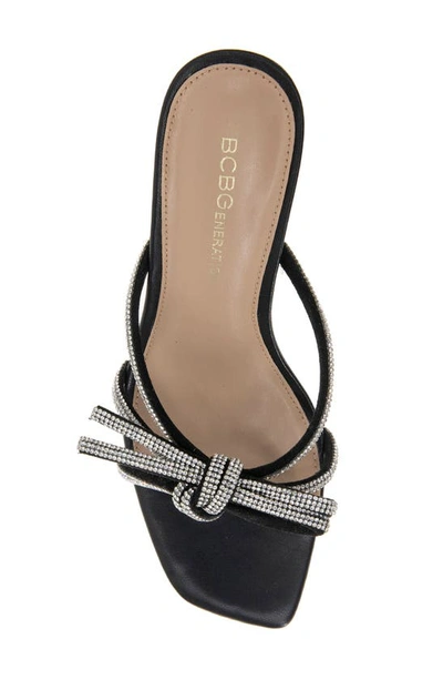 Bcbgeneration Women's Selma Rhinestone Bow Slip On Sandals In Black/ Clear