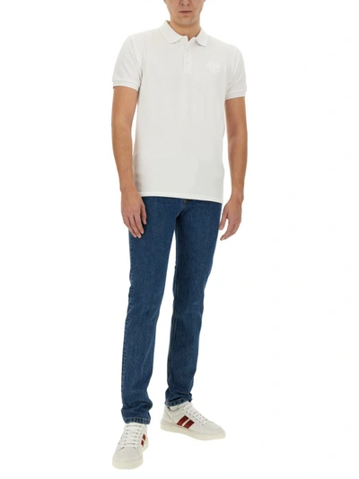 Shop Bally Polo Shirt With Embroidery In White