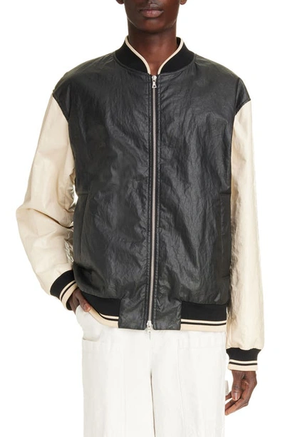 Shop Dries Van Noten Volker Coated Linen Bomber Jacket In Black 900