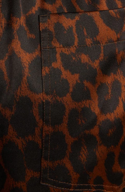 Shop Tom Ford Reflected Leopard Print Stretch Silk Pajama Pants In Dark Brown