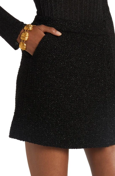Shop Tom Ford Metallic Tweed Wrap Miniskirt In Black