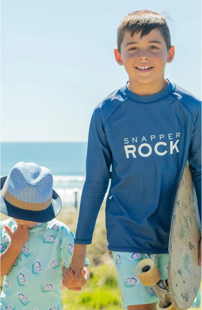 Shop Snapper Rock Kids' Logo Long Sleeve Rashguard Top In Blue