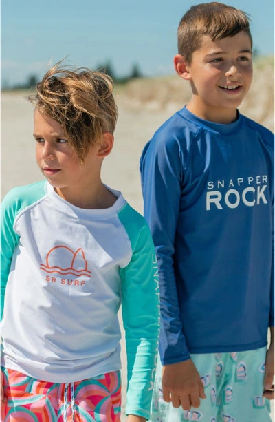 Shop Snapper Rock Kids' Logo Long Sleeve Rashguard Top In Blue