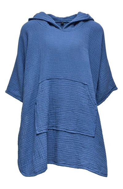Shop Snapper Rock Kids' Hooded Cotton Cover-up Poncho In Blue