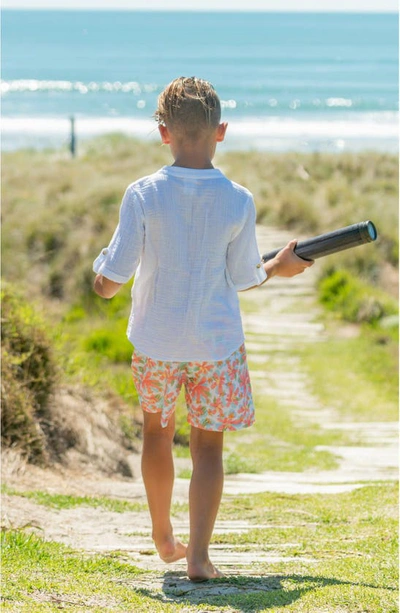 Shop Snapper Rock Kids' Luau Swim Trunks In Coral Multi