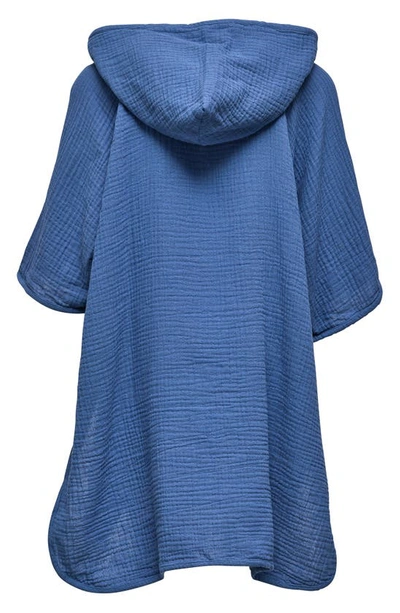 Shop Snapper Rock Kids' Hooded Cotton Cover-up Poncho In Blue